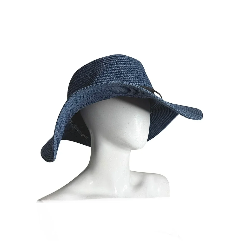 Columbia Global Adventure Packable Straw Hat Navy Blue‎ Wide Brim Floppy Sun Hat